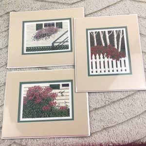 3 Joseph Cousins Lithographs Floral